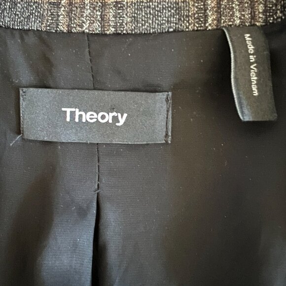 Theory Piazza Wool Blend Double Breasted Plaid Blazer/Jacket Size 6 - Picture 14 of 16